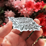 Community Over Commodity - holographic sticker