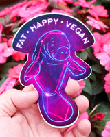 Fat Happy Vegan Space Manatee - Sticker