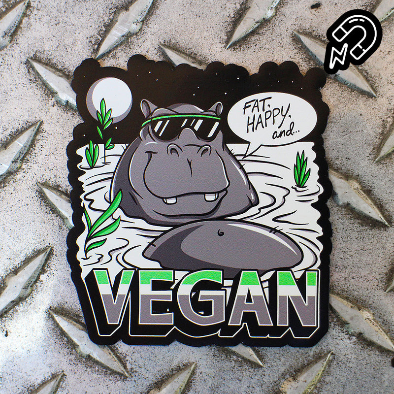 Fat Happy Vegan Hippo - Magnet